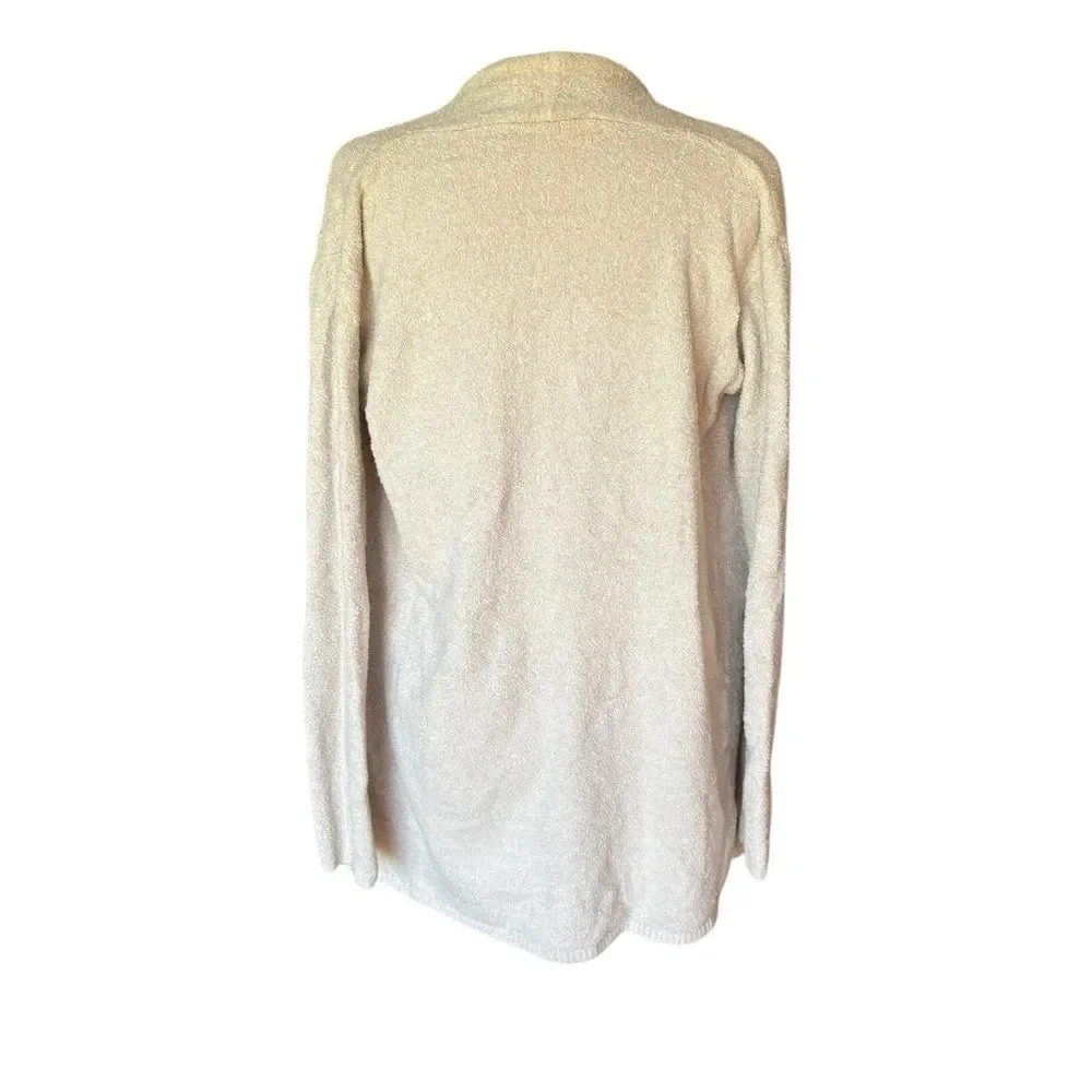 Barefoot Dreams Cozy Chic Lite Knit Beige Cardigan Sweater Waterfall Open Front